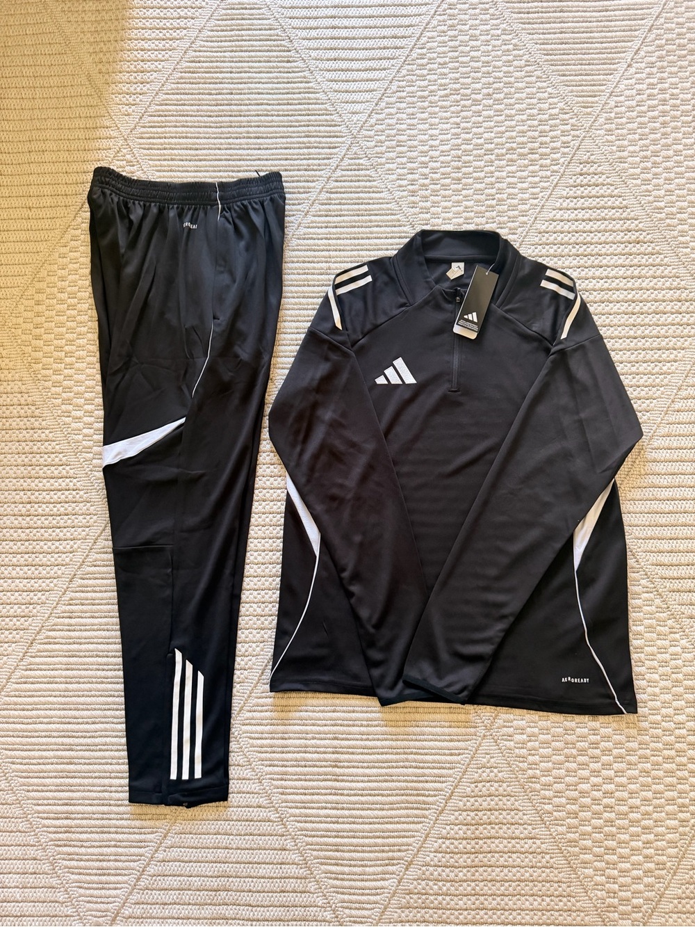 adidas Black and White Athletic Track Top & Pants Set